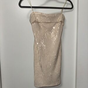 Privy Strapless Cream and Black Dress